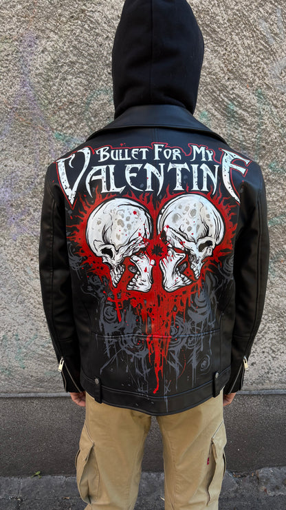 «Tears Don’t Fall» Hand-Painted Biker Jacket \ Size XL