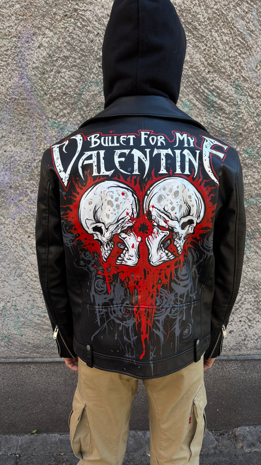 «Tears Don’t Fall» Hand-Painted Biker Jacket \ Size XL