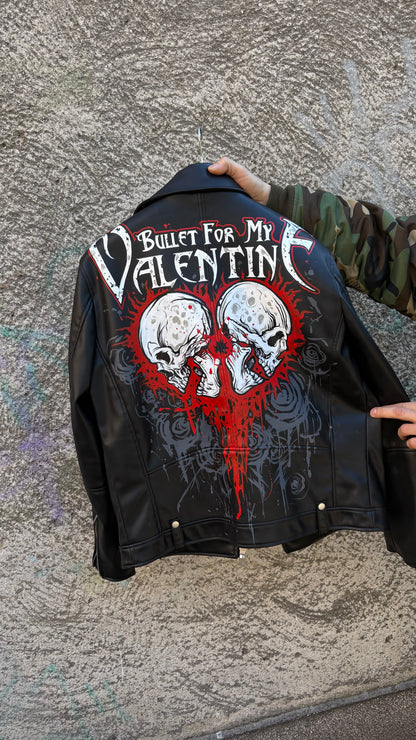 «Tears Don’t Fall» Hand-Painted Biker Jacket \ Size XL