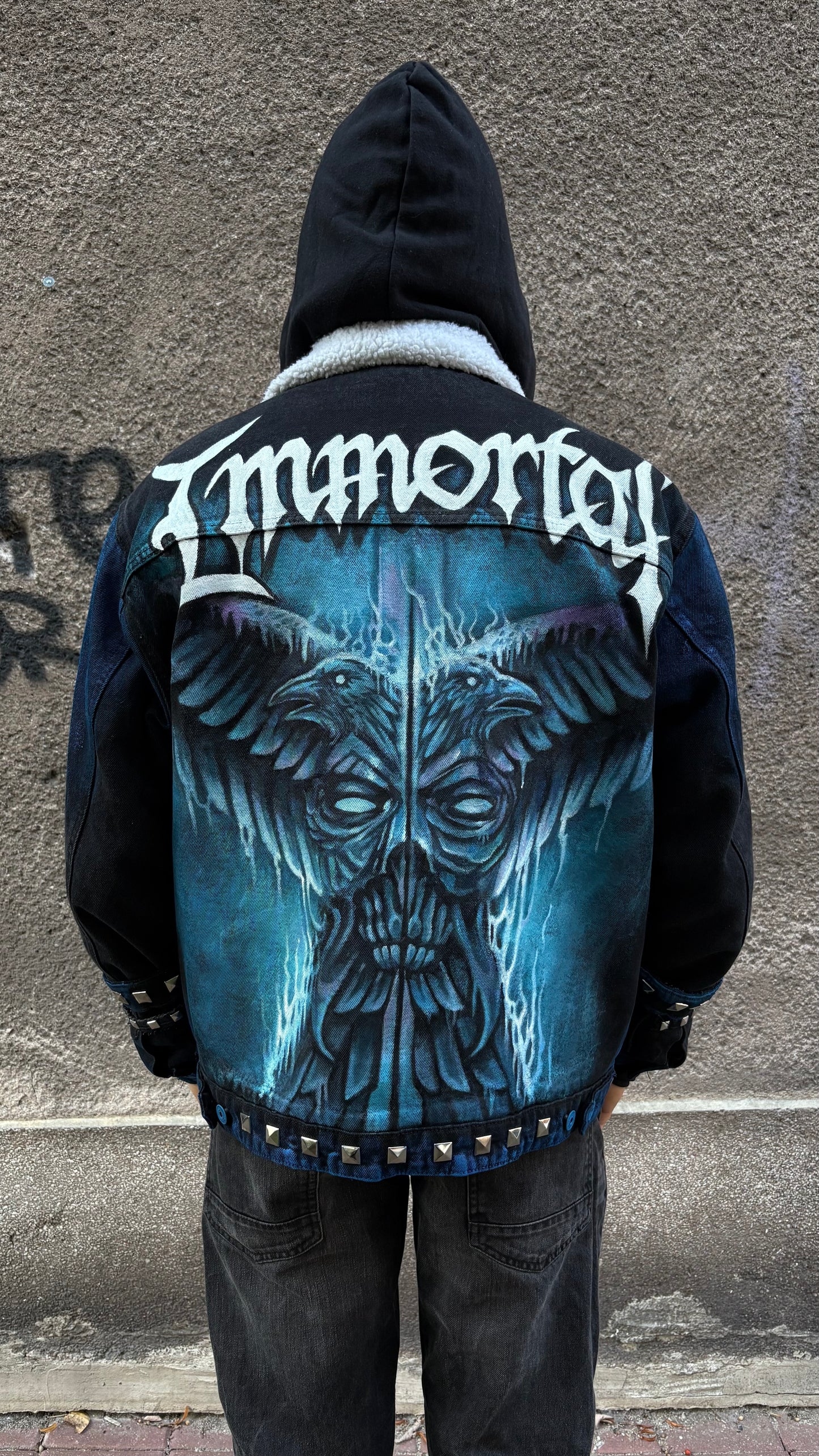 Custom Hand-Painted Immortal Denim Jacket (Winter Edition) Size L