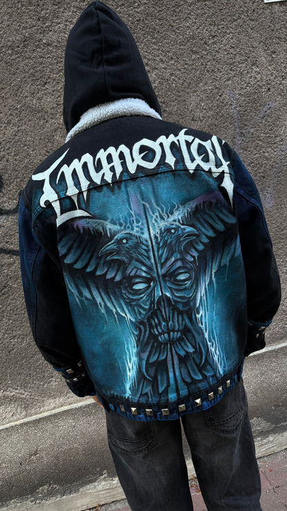 Custom Hand-Painted Immortal Denim Jacket (Winter Edition) Size L