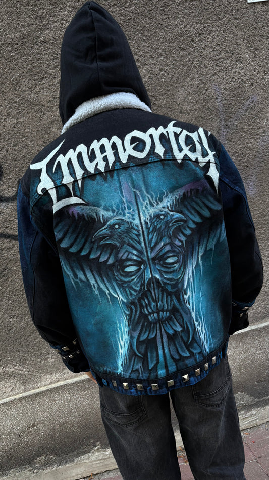 Custom Hand-Painted Immortal Denim Jacket (Winter Edition) Size L