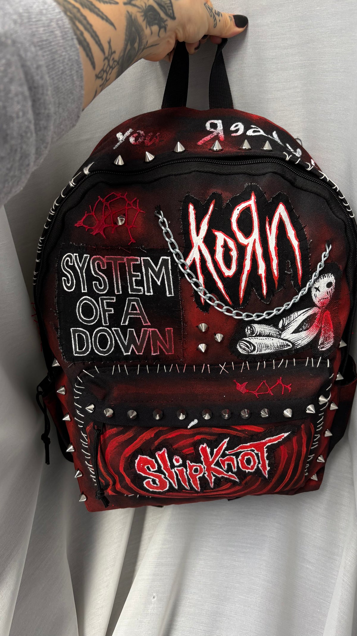 CUSTOM HAND-PAINTED "NU-METAL" TRIBUTE BACKPACK – MADE TO ORDER