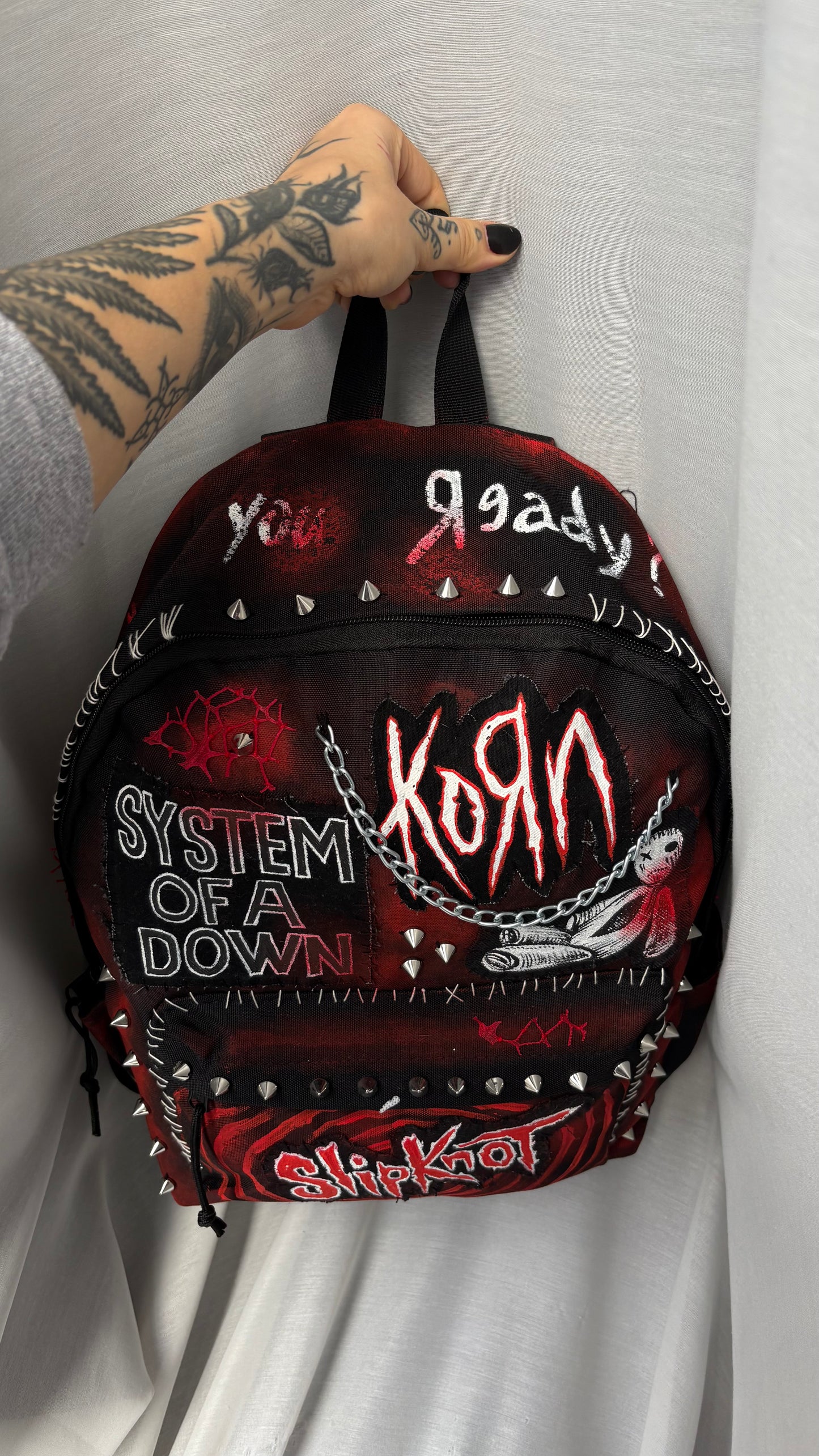 CUSTOM HAND-PAINTED "NU-METAL" TRIBUTE BACKPACK – MADE TO ORDER