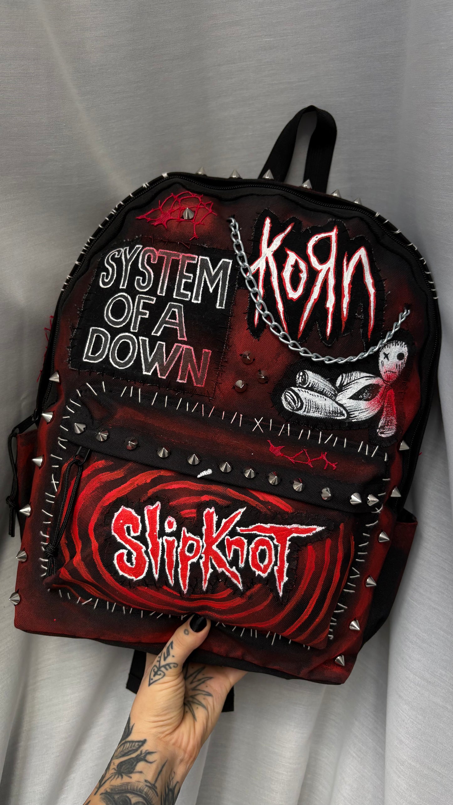 CUSTOM HAND-PAINTED "NU-METAL" TRIBUTE BACKPACK – MADE TO ORDER
